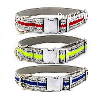 Reflective Premium Nylon Dog Collar with Metal Buckle Adjustable Collar