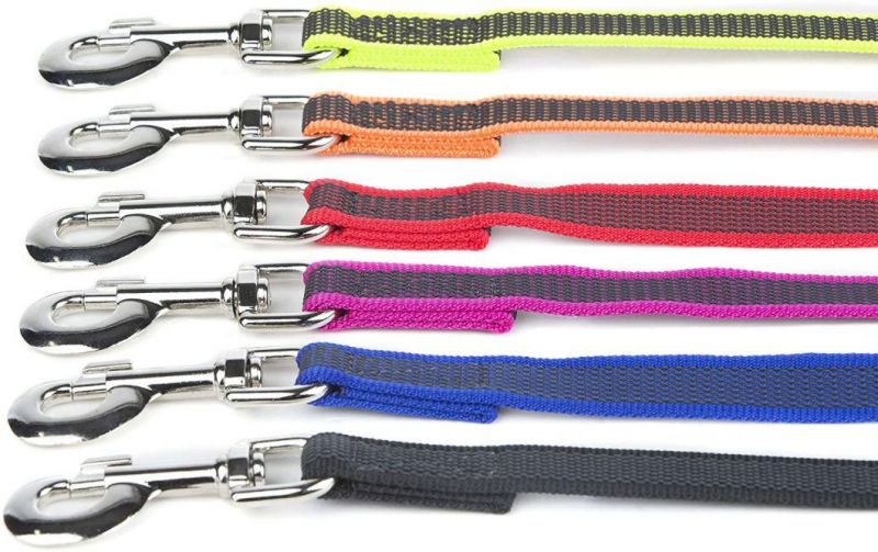 6 FT Dog Lead for Running Pink-Gray Strong Nylon Rope Non Slip Rubber Stitch