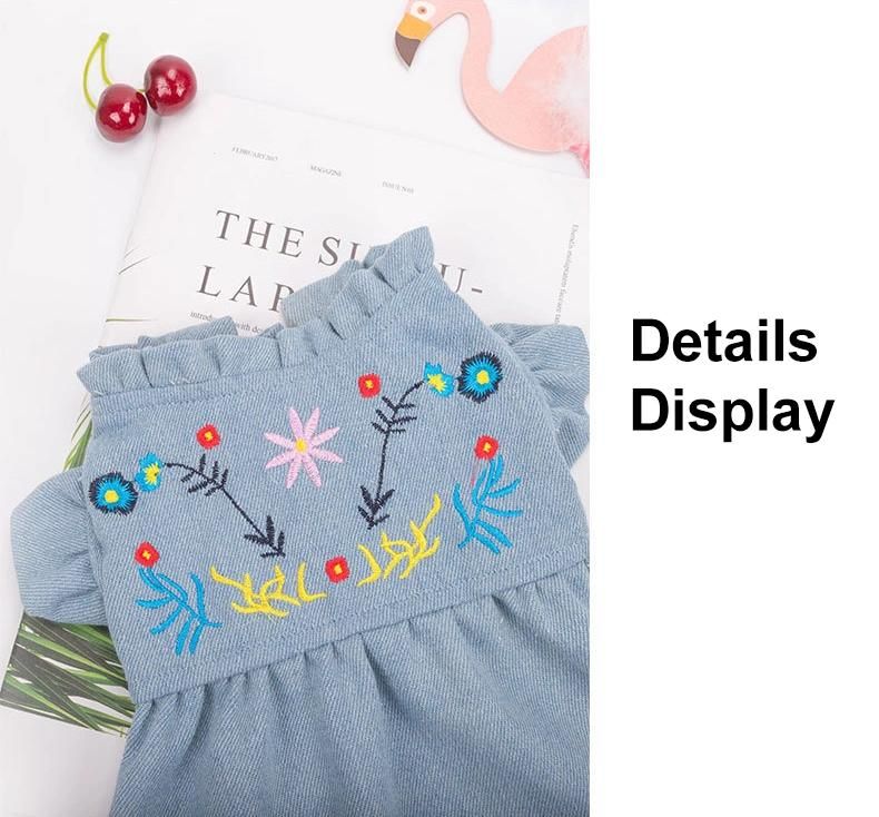 New Arrival Embroidered Fold Thin Pet Apparel Design Dog Summer Dress