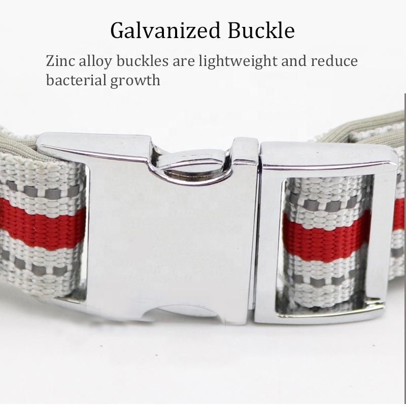 Reflective Premium Nylon Dog Collar with Metal Buckle Adjustable Collar