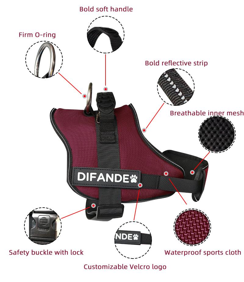 Adjustable Straps Reversible Patches Padded Handle Pet Vest Dog Harness for Dog