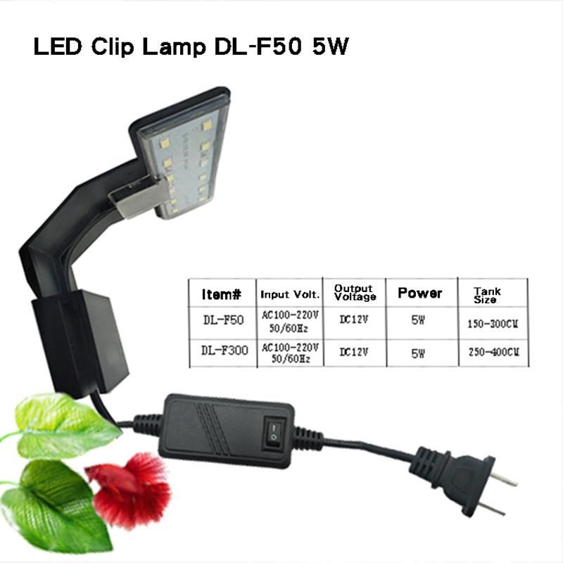 Clamp Light for Saltwater Freshwater Planted Tank Coral Reef 5W