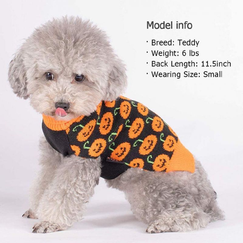 Dog Sweater with Leash Hole Dog Turtleneck Sweaters Pumpkin Pattern