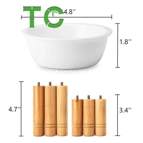 Elevated Small Dog Bowls with Bamboo Stand Raised Dog Bowls Cat Food Stand