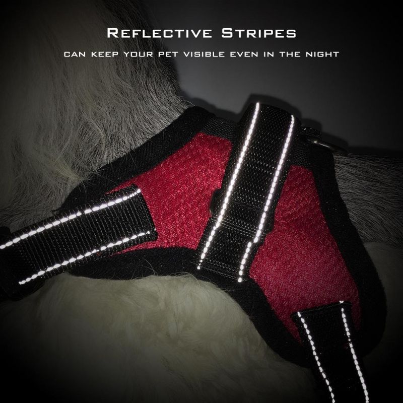 No Pull Reflective Adjustable Soft Padded 2 Leash Clips Easy Control Handle Dog Harness