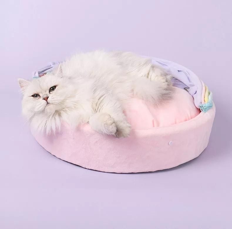 Wholesale Washable Winter Warm Pet Dog Bed Custom Fluffy Soft Round Cat Bed