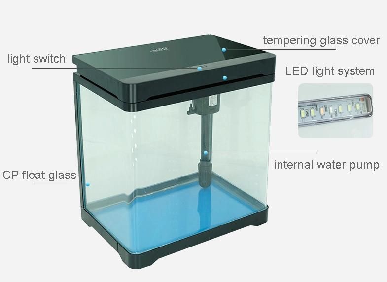 18 Liters Curved Glass Aquarium Tank LED Light