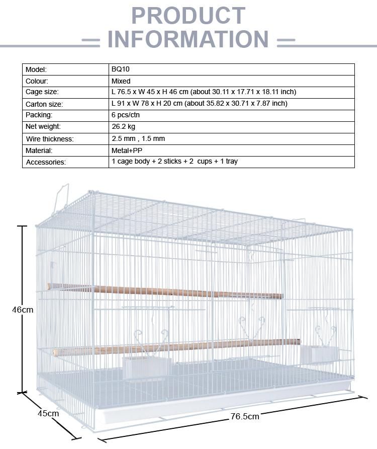 76.5X45X46cm China Manufacturer Pet Product Supplies Small Large Bird Cage