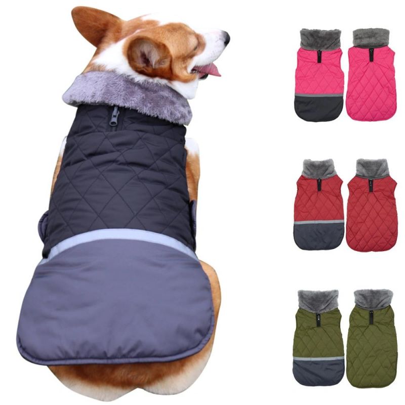Autumn Winter Big Fur Collar Dog Clothes New Double-Sided Dog Clothes Can Be Worn Waterproof Cotton Clothes