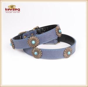 Keezeg Quality Leather Snowflake Pet Collar for Dog Product Pet Supply Kc00161