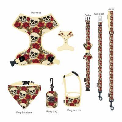Classical Soft Padded Dog Collar and Leash for Pet Cat Dog Harness Leash Collar Set