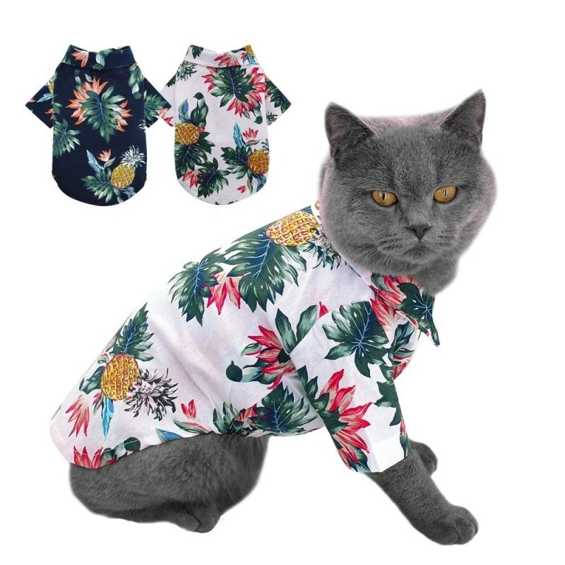 Hawaiian Style Cotton Printed Pet T-Shirt Dog Clothes Summer for Small Medium Dogs Cats