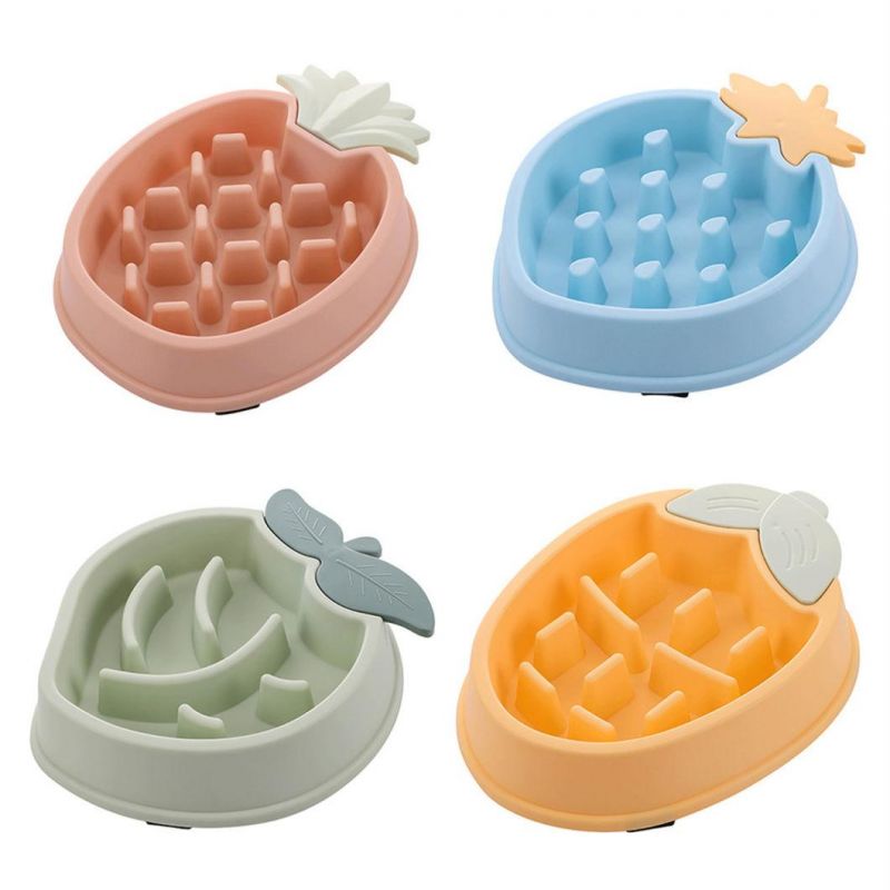 Pet Dog Slow Food Bowl Fat Non-Slip Multiple Colors Shapes