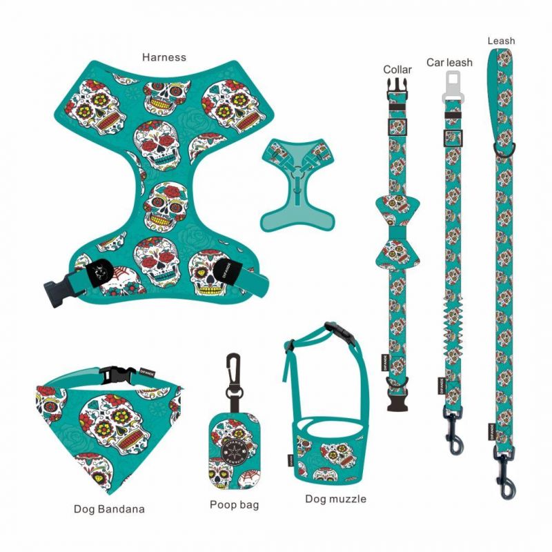 Amazon Top Seller Custom Soft Pet Vest Adjustable Designer Dog Harness Leash Collar Set