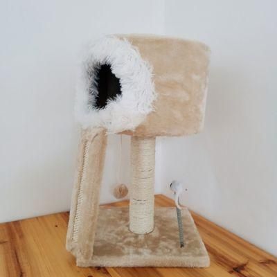 Plush Wooden Cat Furniture Pet Condo Tower Cat Scratcher Tree House Tower