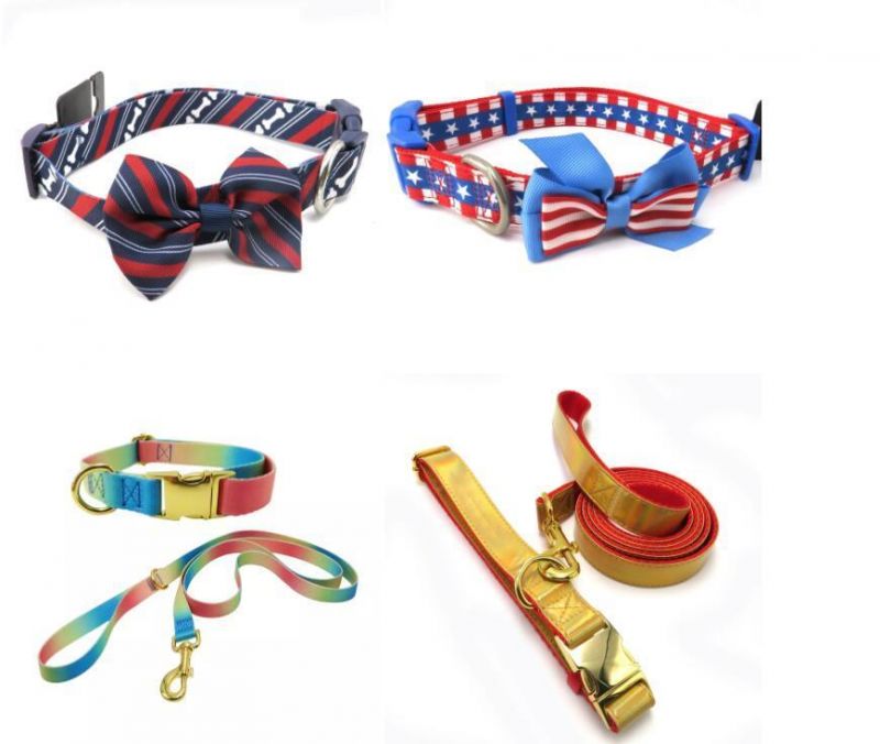 Personalized Dog Accessories Colorful Design Nylon Dog Collar with Bowtie for Pet