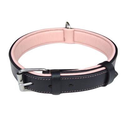 OEM Fashion Custom Colorful PU Leather Dog Collar Luxury for Pet Supplier, Black Big Dog Collar