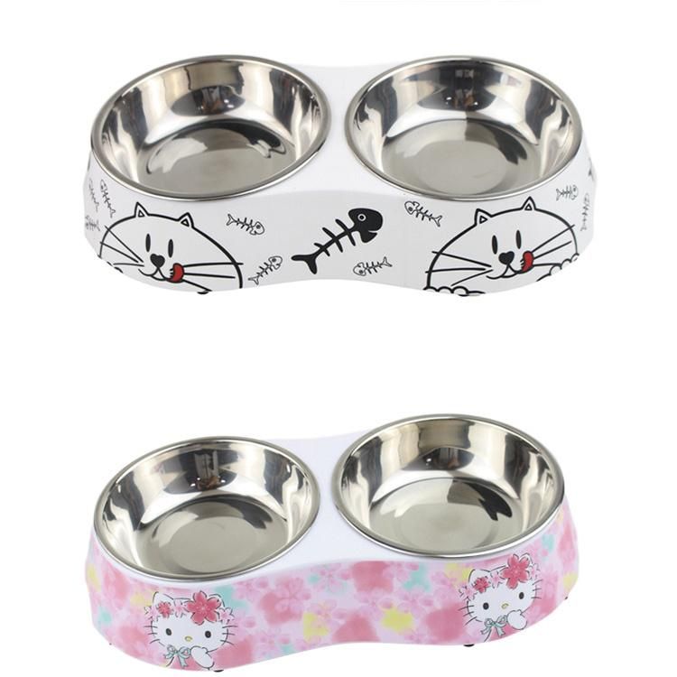 Manufacturers Direct Wholesale Cartoon Stainless Steel Dog Bowl Pet Cleaning Products