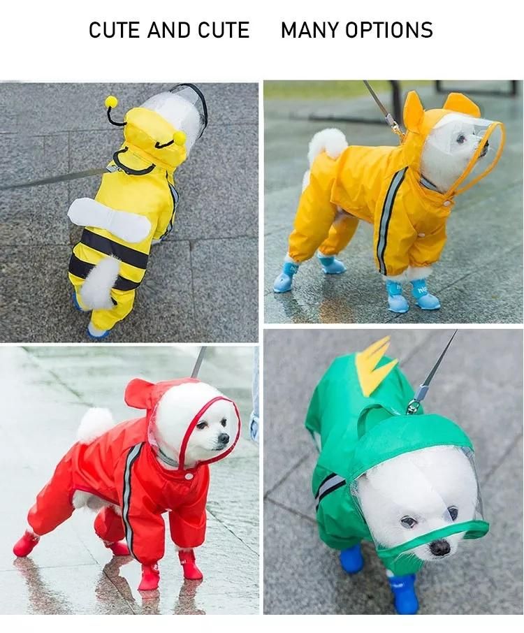 Outdoor Puppy Pet Rain Coat S-XL Hoody Waterproof Jackets PU Raincoat for Dog Cats Apparel Clothes Wholesale