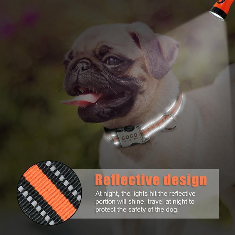 OEM Custom Luxury Personalized Name Plate Logo Adjustable Plain Polyester Pet Dog Collar