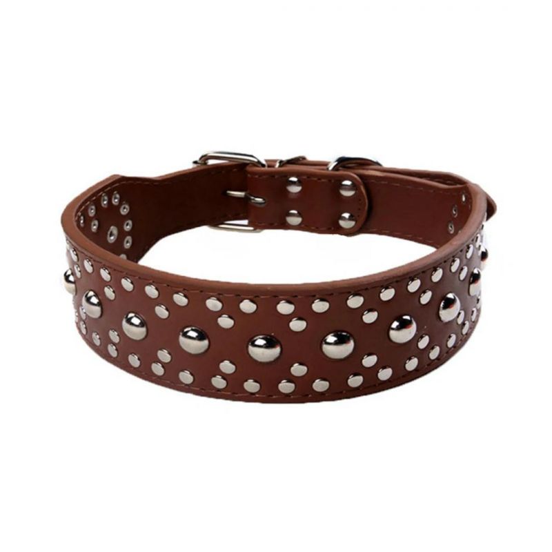 5 Rows Rivet Studded PU Leather Pet Collar for Large Dog Collar