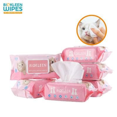 Biokleen OEM Deodorizing Pet Paw Bath Wipes for Cats Dogs Pet Dog Grooming Bath Large Spacer Wet Wipes