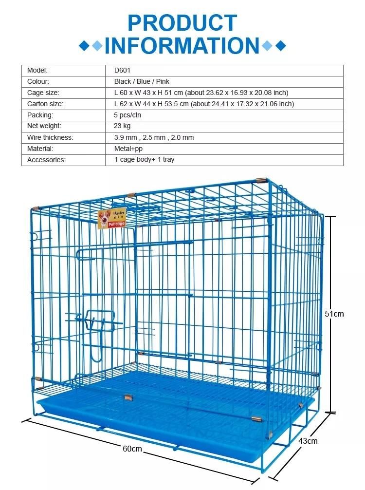 60X43X51cm Folding Anti-Rust Durable Iron Pet Cats Dogs Travel Transport Cages with Double Door