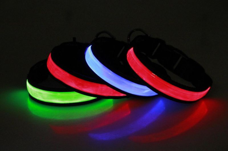 Night Safety Flashing Glow in The Dark PU Pet Leash LED Dog Collar