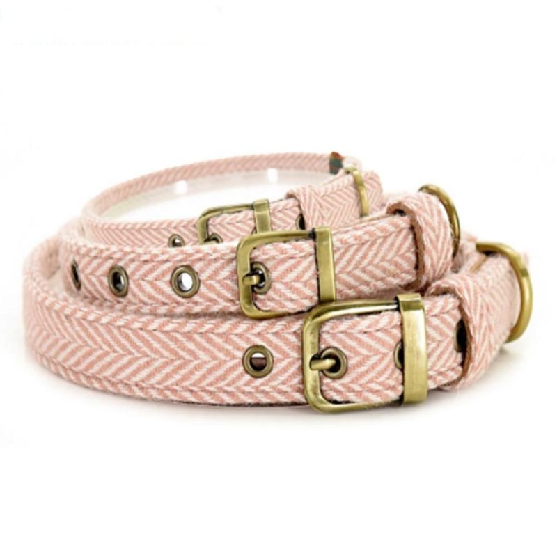Tweed Wool Dog Collar with Adjustable Metal Buckle for Small Medium and Large Dogs