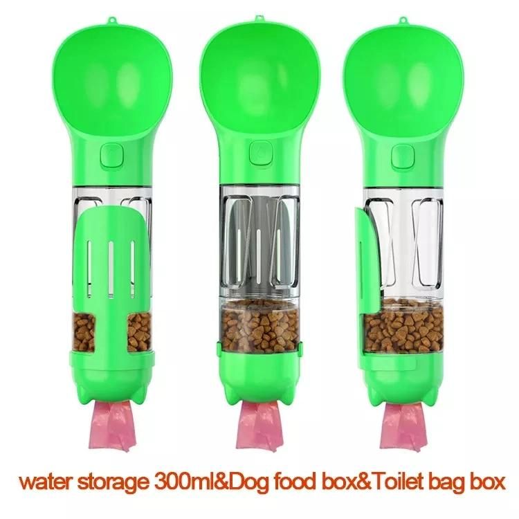 Portable Dog Travel Water Bottle with Detachable Food Container and Dog Poop Bag Poop Shovel