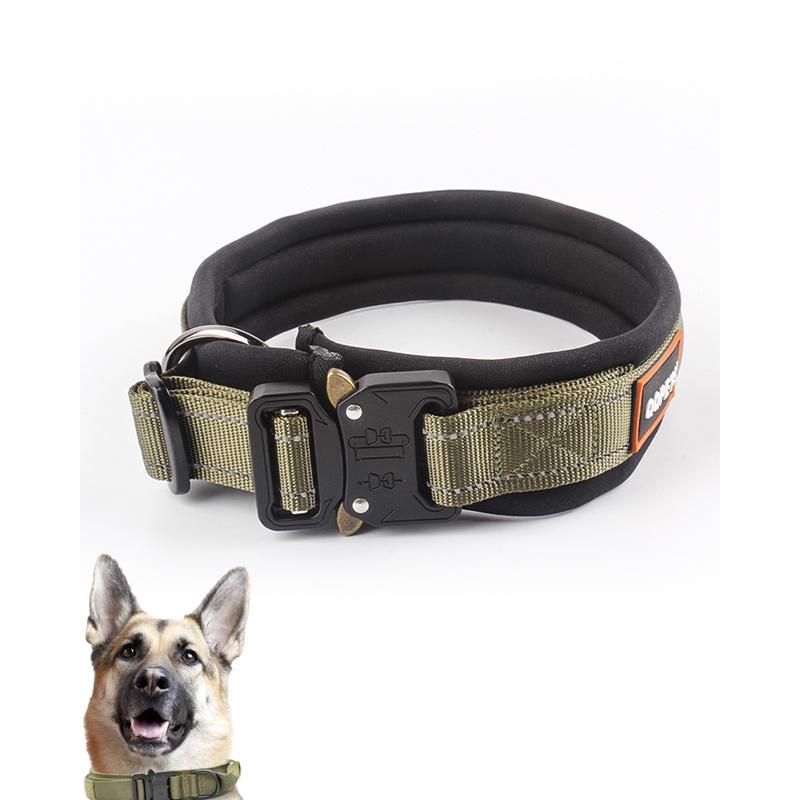 Stronger Reflective Comfortable Pet Collar Neoprene Padded Adjustable Nylon Tactical Dog Collar