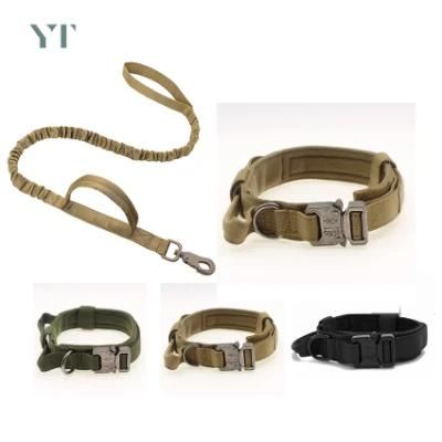 Personalized Custom Luxury Designer Nylon Metal Heavy Duty Training Pet Rope Large Dog Collar and Leash Set Tactical Dog Collar