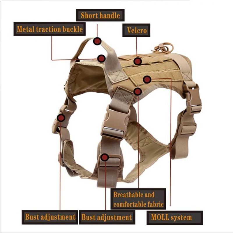 Large Dog Tactical Service Pet Harness with Little Bags
