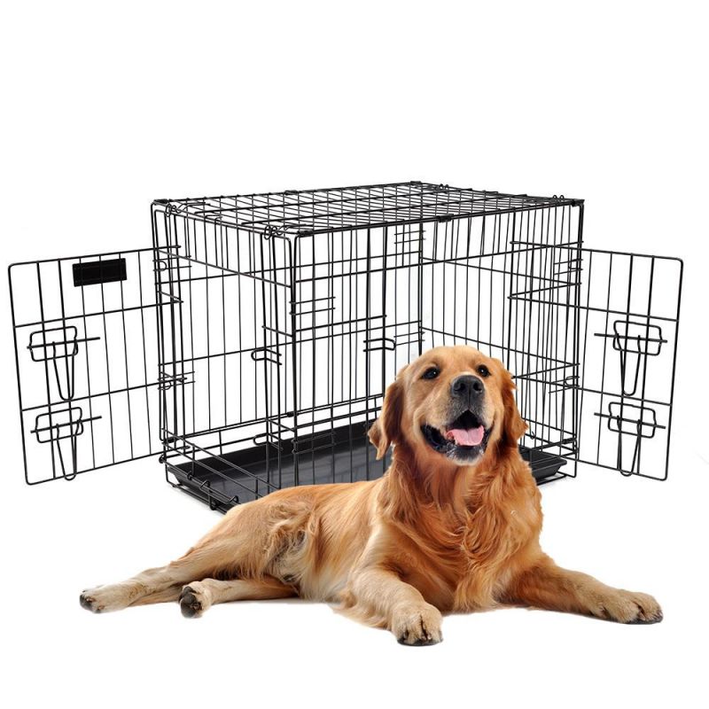 Pet House Folding Metal Dog Crate; Single Door & Double Door Dog Crates