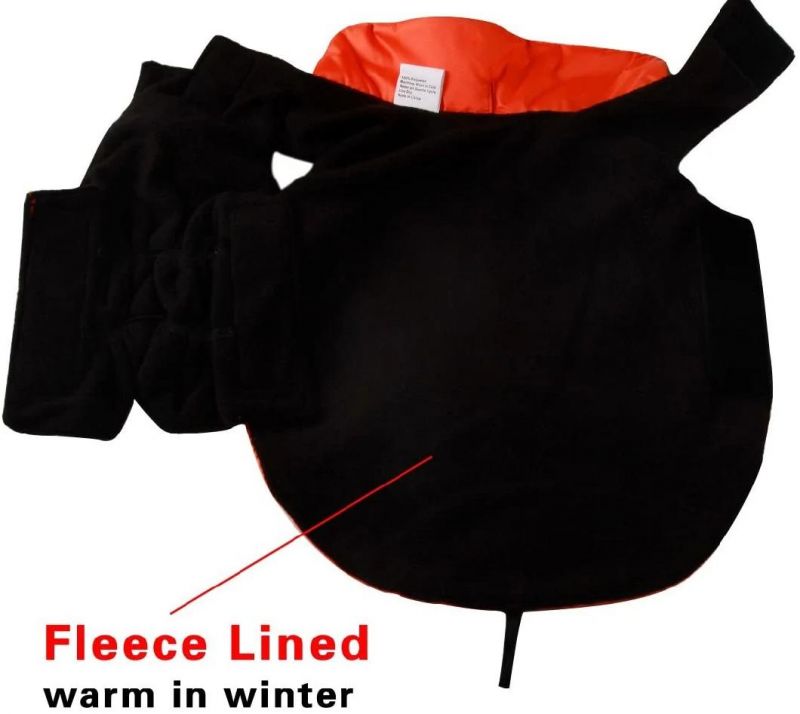 Fleece Lined Warm Dog Jacket for Winter Outdoor Waterproof Reflective Dog Coat