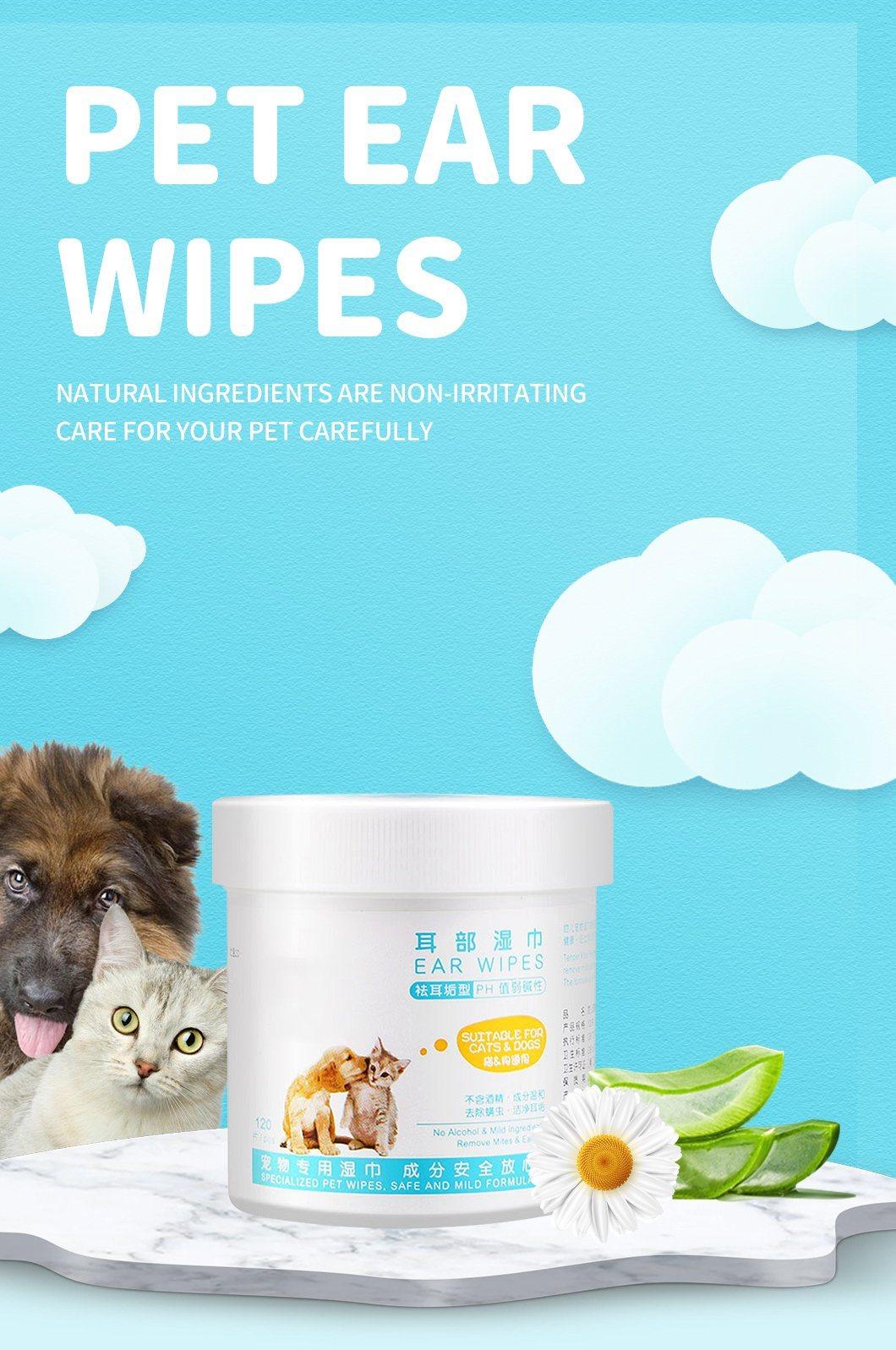 Pets Eyes /Ears Cleaning Wipes No Irritants No Alcohol Contains Various Edible Flavors & Sce Non-Woven Fabric and Bamboo Paper Anti Bacteria OEM Accepted