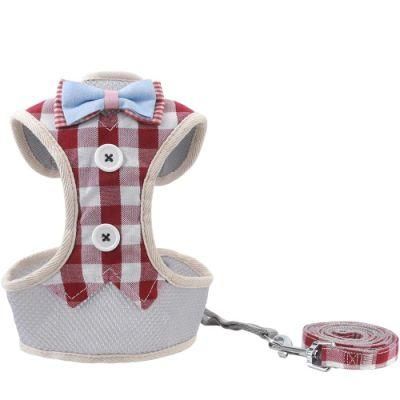 Eco-Friendly Bowtie Cotton Air Mesh Dog Harness and Leash Sets