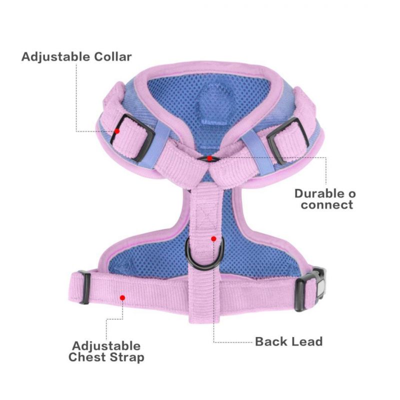 2022 New Released Pet Supply Luxurious Dog Harness Corduroy Custom Color Dog Harness with Metal Buckle