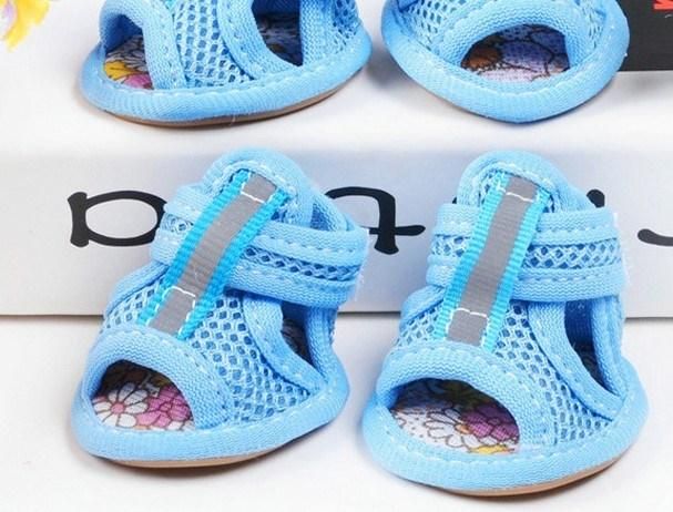 Summer Mesh Breathable Dog Shoes Sandals Non Slip Paw Protectors Reflective for Small Pet Dog Cat Puppy