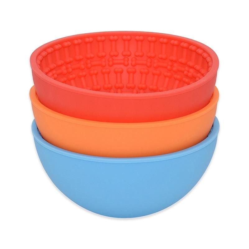 Silicone Semicircular Design Dog Feeding Food Bowls BPA Free Food Grade Pet Puppy Slow Down Eating Feeder Dish Bowls Prevent Obesity Animals Feeding Bowl