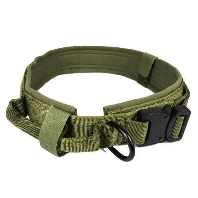 Hot Selling Double Layers Thicker Nylon Tactical Dog Training Collar with Zinc Alloy Buckle
