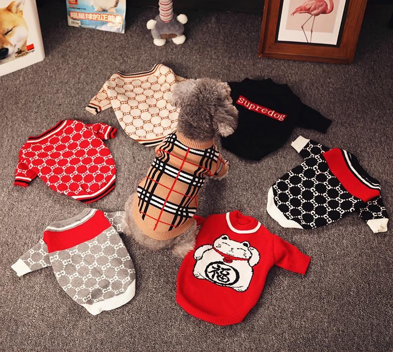 New Dog Cardigan Sweater, Knitted Furry Warm Stocked Puppy Cat Clothes//