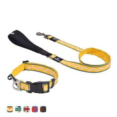 Colorful Rainbow Jacquard Weave Pet Accessories Dog Leash with New Design Adjustable Neckline