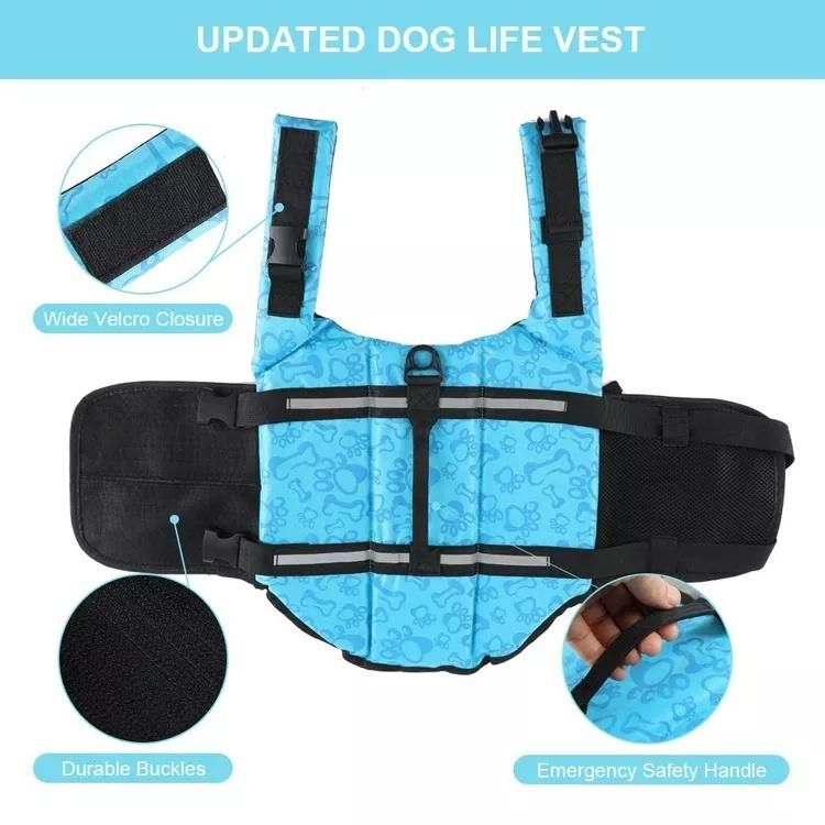 Dog Life Jackets Reflective Adjustable Preserver Vest for Swimming