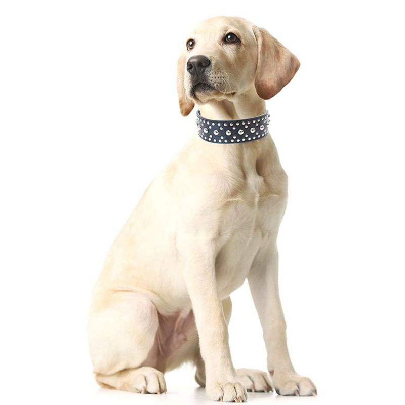 Rivet Studded PU Leather Dog Collar for Large Dog