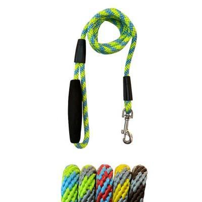 Durable Rope Twist Lead Soft Padded Handle High Reflective Rope Dog Lead for Large Dog