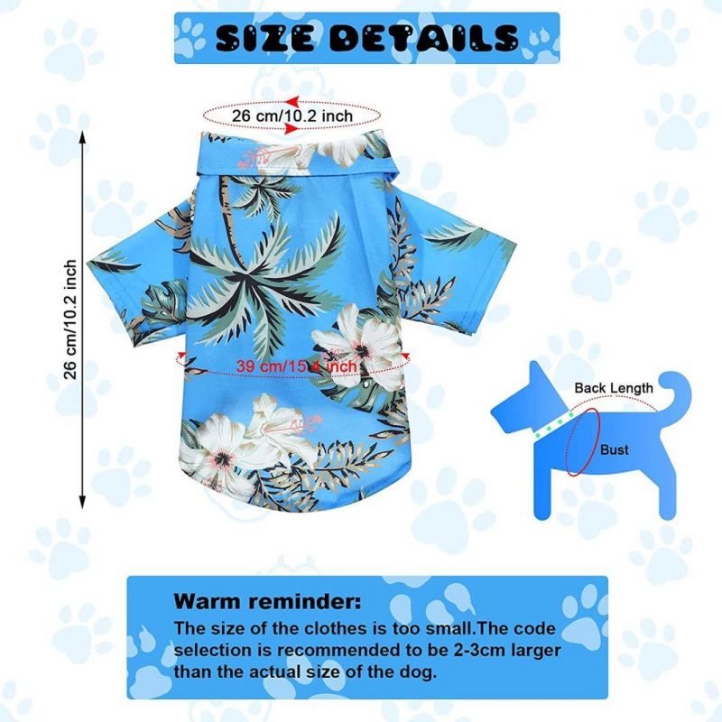 Dog Hawaiian Shirt Pet Shirts Puppy T-Shirts Beach Cool Clothes