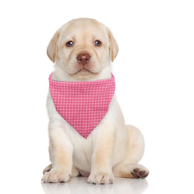 Puppy Square Plaid Printing Adjustable Scarf Dog Clothes Dog Bandana