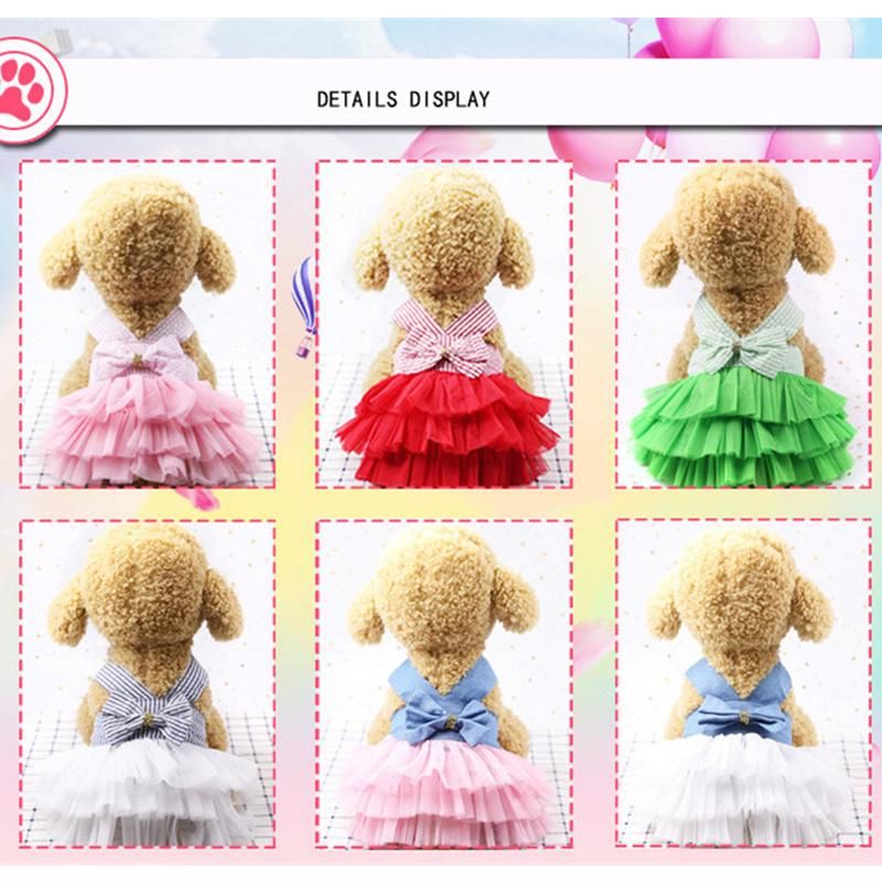 Pet Dog Cat Clothes Lace Tullle Dress Puppy Kitten Party Birthday Wedding Bowknot Dress