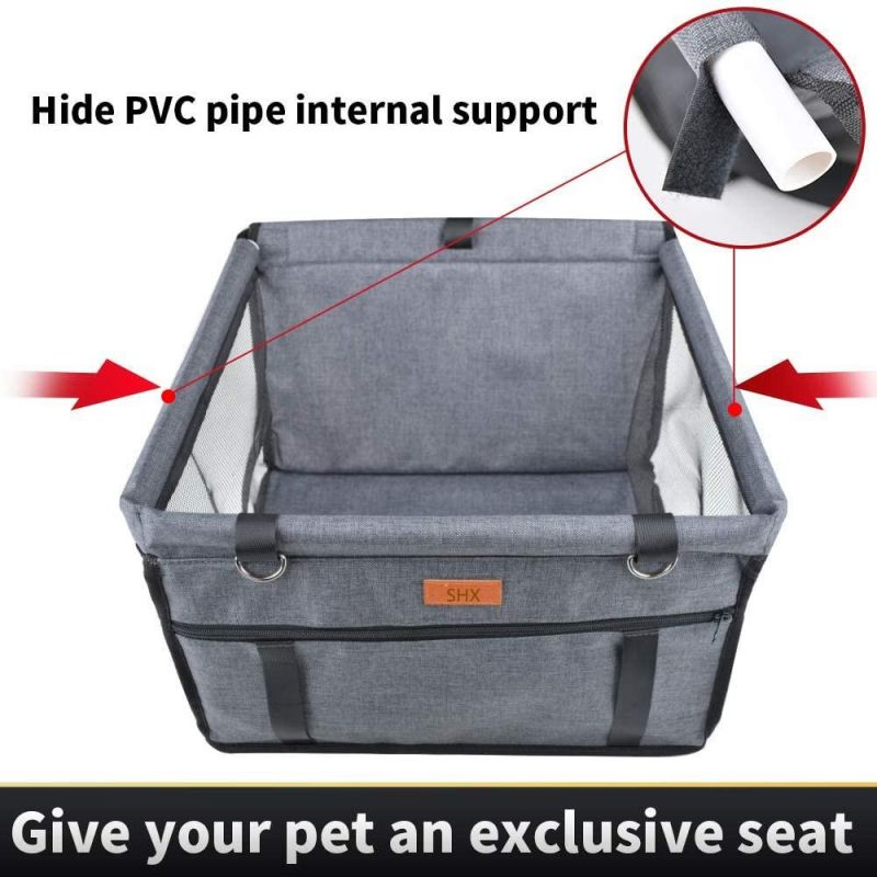 Dog Pet Elevated Car Seat Carrier Dog Travel Bag Collapsible Pet Booster Car Seat Carrier with Safety Lesh and Zipper